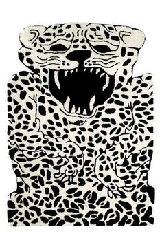 a drawing of a leopard with its mouth open