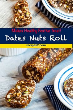 dates nuts roll on a table with plates and napkins