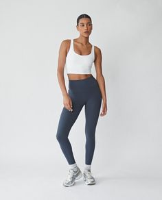 Mindset Aesthetic, Cute Outfits With Leggings, Clothes Wardrobe, Navy Leggings, Gym Fits, Cropped Vest, Sporty And Rich, Blue Leggings, Gym Leggings