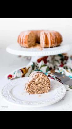 two white plates topped with bundt cakes next to each other