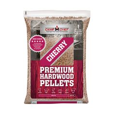 cherry wood pellets in a bag