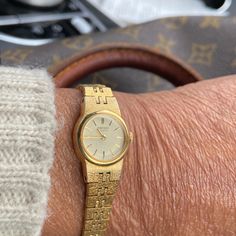 Gold Tone Metal Links. Clear Crystal. Tip Wind Button. Push Down Clasp. Security Chain. Minor Color Wear. New Battery Already Installed & Functional. Euc Seiko Gold, Seiko Watch, Seiko Watches, Gold Tone Metal, Gold Watch, Clear Crystal, Accessories Watches, Gold Tones, Women Accessories