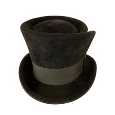 Add a touch of vintage charm to your outfit with our Victorian Steampunk Fur Felt Top Hat for Men and Women.  Crafted from high-quality black felt, this unique hat features a stylish steampunk design, perfect for adding a touch of sophistication to any look.  The fur felt material adds a luxurious feel, while the timeless top hat shape will elevate your style to the next level. Whether you're attending a steampunk event or simply want to make a fashion statement, this hat is sure to turn heads. Black Fitted Flat Cap Felt Hat, Classic Black Hat For Costume, Black Fur Felt Top Hat For Winter, Vintage Black Hat With Flat Crown, Vintage Black Fur Felt Hat Bands, Black Top Hat With Flat Crown For Winter, Black Victorian Hat With High Crown, Victorian High Crown Black Hat, Vintage Black High Crown Costume Hat