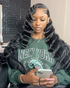 Jet Black Crimped Hair, Crimped Side Part Sew In, Side Crimped Hair, Graduation Wigs For Black Women, Crimps Sew In, Soft Crimps Wig, Hairstyle For Black Women Weave, Quickweave With Crimps, Side Part Crimped Hair