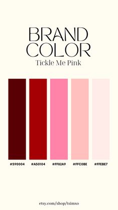 the brand color guide for pink is shown in black and white, with different shades