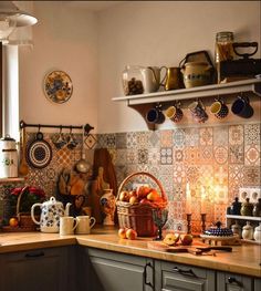 a kitchen filled with lots of counter top space