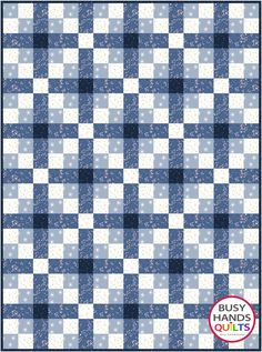 a blue and white checkered quilt pattern