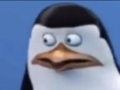 a cartoon penguin with an angry look on it's face