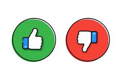 two thumbs up and down buttons with one pointing at the other, on white background