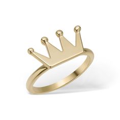 Here's a Crown Ring. From our Rings Collection, this 10K Yellow Gold Solid Crown Ring features a shiny finish. Product Details:Metal: Real 10K Gold Average Weight: 2.53 gramsLength: Size 6Width: Just over 1/4" x 5/8" = 8.5mm x 15.5mmClasp/Bail: Can be resized down or up at your local jeweler. Rings Collection, Stylish Rings, Crown Ring, Average Weight, Ring Collections, 10k Gold, Yellow Gold, Crown, Ring