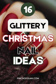 christmas glitter nails Gold And Silver Sparkle Nails, Red And Green Sparkle Christmas Nails, Red Nail Designs For Christmas, Red And White Glitter Christmas Nails, Sparkly Red Nails Christmas, Red Nails With Sparkle Tips, Red And Silver Ombre Nails, Glittery Christmas Nails Sparkle, Christmas Nail Designs With Rhinestones