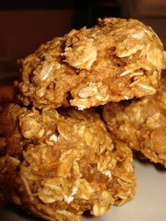 three oatmeal cookies stacked on top of each other