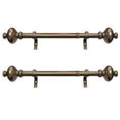 pair of antique brass finish curtain rods with pull handles, set of 2 by home decorators