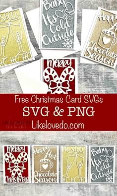 christmas card svg and png cut files