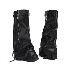 Shop Women's Black Round Toe Fold-over Boots Platform Wedge Heel Y2K Fashion Boots color Black for Dancing Club, Night Club, Party with worldwide Free shipping & Free return. Rick Owens Tall Boots, Ysl Platform Boots, Hoof Shoes, Navy Blue Wedding Shoes, Blue Satin Heels, Royal Blue Wedding Shoes, Red Satin Heels, Kitten Heel Wedding Shoes, Navy Wedding Shoes