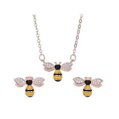 PRICES MAY VARY. Bee Size:1.2*1.5cm(0.47*0.59inch),Chain Length:40+5cm(15.7+1.96inch). Material: copper and polishing craft. The bee necklace and earrings jewelry set is a perfect choose for birthday,Christmas,Thanksgiving gift,congratulation,anniversary gifts for your wife,dauther and friends. Any questions freely contsct us,we will reply you within 24 hours.We will refund you or resend new one for quality problem. Insect Jewelry, Bee Necklace, Bee Earrings, Silver Pin, Earring Necklace, Crystal Jewelry, Girl Gifts, Necklace Set, Jewelry Set