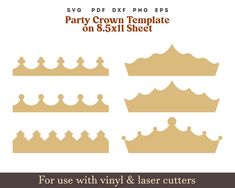 paper crown templates for use with vinyl and laser cutters