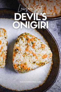 devil's onigiri rice and carrots in the shape of two hearts