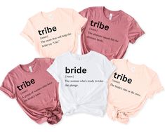 four t - shirts with the words tribe printed on them in different colors and styles