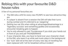 an ad with the words reblog this with your favorite d & d house rules