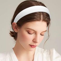 Wantgor 1 Inch Pu Leather Headband, Wide Padded Hairband Fashion Hair Bands Cute Womens Headbands Holiday Diy Hair Accessories (White) New In Package Women Hair Bands, Large White Headband, Headbands For Shoulder Length Hair, Solid Wide Headband, White Braided Headband, Narrow Headbands, Padded Hairband, Womens Headbands, Headband Wide