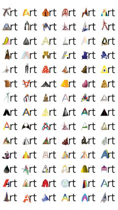 an image of many different types of letters and numbers on a white background with the words art written in it