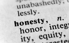 the word honesty written in black and white on a piece of paper with words below it