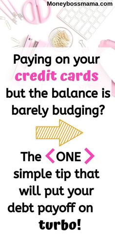 a poster with the words paying on your credit cards but the balance is barely budging