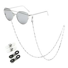 SAM & LORI Glasses Chain for Women Eyeglass Strap Holder Necklace Reading Lanyard Cord Eyewear Around Neck Silver Sunglasses Beaded Kawaii Eyewear Accessories Stylish Cute Fashion Long Stainless Steel Anti-tarnish eyeglass chain for female will keep your glasses close by and convenient during working and playing. Instead of always looking for them when you need it. And it prevents your glasses from falling off or being damaged. More attractive is that you can remove the rubber attachments for the glasses and use as a fashionable necklace for any occasion. Size: one size.  Age Group: adult. Silver Glasses Chains For Fashion Accessory, Adjustable Silver Glasses Chain Fashion Accessory, Elegant Adjustable Glasses Chain, Adjustable Silver Glasses Chain With Chain Strap, Metal Glasses Chains With Chain Strap, Sunglasses Necklace, Eyeglass Strap, Silver Sunglasses, Chain For Women