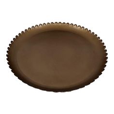 a brown plate with scalloped edges on a white background for use as a serving platter