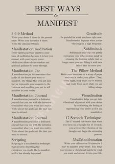 Best Ways To Manifest, Manifestation Printable, Ways To Manifest, Healing Journaling, Manifestation Meditation, Self Care Bullet Journal, Energy Healing Spirituality, Writing Therapy, Vie Motivation