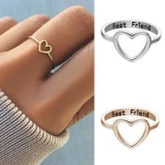 Brand New! Color: Gold Women Girl Best Friend Hollow Love Heart Ring Friendship Metal Rings Jewelry Gift Cute Friend Rings, Friendship Rings For 3 Best Friends, Friendship Rings For 5, Match Rings For Best Friends, Cheap Blue Friendship Bracelets For Best Friend, Bff Rings 3, 3 Bff Rings, Cute Rings For Best Friends, Bff Rings For 2 Cheap