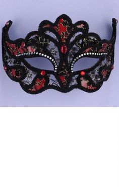 Red And Black Masquerade Mask, Masquerade Half Mask, Masquerade Halloween Costumes, Fancy Halloween Costumes, Black Masquerade, Black Masquerade Mask, Lace Masquerade Masks, Lizzie Hearts, Lace Costume