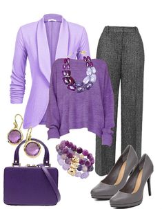 Fashiers - Fashion Styling Purple Pants Outfit, Informal Attire, 5 Outfits, Summer Palette, Fashion Trend Forecast, Business Attire Women, Work Flow, Over 60 Fashion