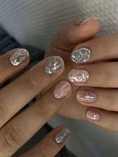 Short Nails Crazy Design, Victoria Paris Nails, Short Crazy Nails, Crazy Nails Ideas, Ceramic Nails, Punk Nails, Hard Nails, Simple Gel Nails, Grunge Nails