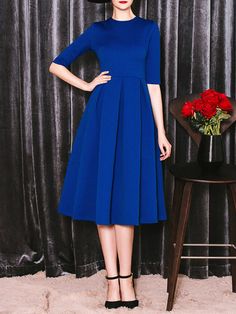 Shop Midi Dresses - Half Sleeve A-line Elegant Midi Dress online. Discover… Elegant Midi Dress, Elegant Midi Dresses, Half Sleeve Dresses, Unique Designers, Mode Vintage, Style Chic, Womens Midi Dresses, Midi Dresses, Half Sleeve