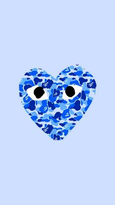 a blue heart with two eyes in the shape of a camo - print pattern