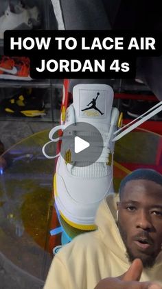 2.2M views · 249K likes | Sniperkicks on Instagram: "HOW TO LACE AIR JORDAN 4s 😳😳" Jordan 1 Mids, Air Jordan Retro 4, Low Dunks, Jordan Retro 4, Jordan 4s, Retro 4, Tie Shoelaces, Air Jordan 3