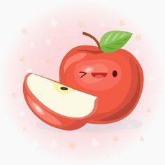 Apple Doodle Art, Apple Cute Drawing, Cute Apple Illustration, Cartoon Apple Drawing, Poster Kimia, Cute Apple Drawing, Apple Animation, Apple Doodle, Logo Dessert