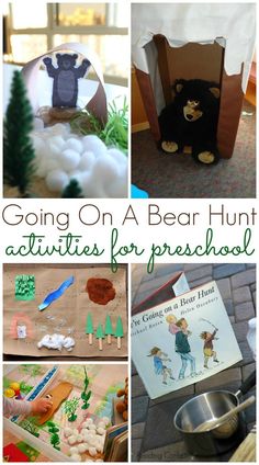 collage of activities for preschool to learn about bears and other animals with text overlay