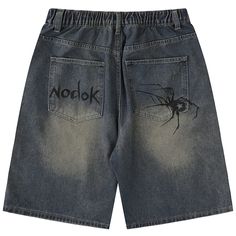 Lemandik Casual Denim Shorts Spider Web Spider Cobweb, Casual Denim Shorts, Kimono Yukata, Mens Denim Shorts, Makijaż Smokey Eye, Streetwear Shorts, High Street Fashion, Retro Mode, High Waist Fashion