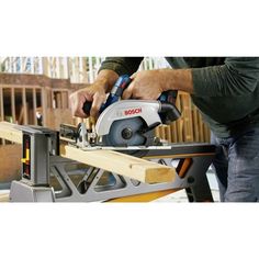 a man using a circular saw to cut wood with a cordless jig tool