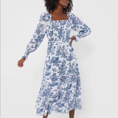 New With Tags! Women’s Size: Xl Brand: Tuckernuck Tuckernuck Dress, Blue Toile, Xl Dress, Colorful Dresses, Color Blue, Midi Dress, Womens Dresses, Tags, Long Sleeve