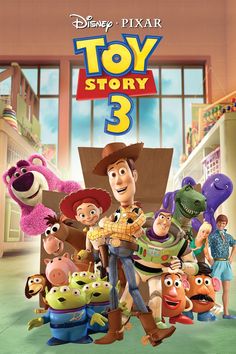 the dvd cover for toy story 3 is shown in front of an image of characters