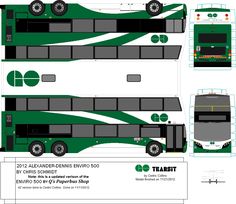 the green and white bus is cut out