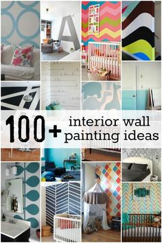 a collage of photos with the words 100 + interior wall painting ideas