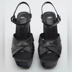 Chunky Heel. Side Buckle. Platform Sandal. Zara Block Heel Sandals In Synthetic, Zara Sandals With Heel Strap In Synthetic Material, Zara Synthetic Sandals With Heel Strap, Zara Evening Platform Sandals, Chic Zara Platform Sandals, Elegant Zara Platform Sandals, Zara Chic Platform Wedge Sandals, Zara Formal Synthetic Sandals, Zara Evening Sandals With Synthetic Material