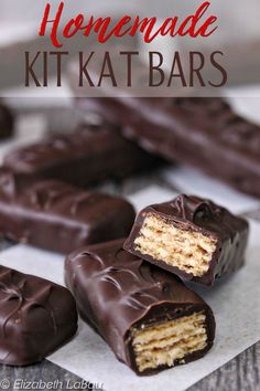 homemade kitkat bars with chocolate and peanut butter