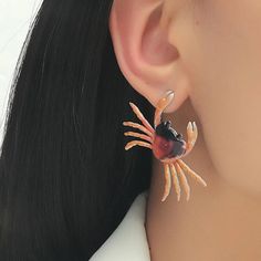 This Adorable Pair Of Crab Earrings Is A Wonderful Addition To Your Wardrobe And Your Style! This Unique Pair Is Sure To Get Lots Of Compliments! Gsun1t50400jq5f Crab Fashion, Crab Jewelry, Crab Earrings, Embellished Fashion, Stud Jewelry, Animal Earrings, Zodiac Necklaces, Online Earrings, Trendy Jewelry