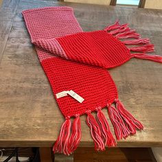 Pink And Red Tassel Scarf. 12” W X 66” L. Very Soft. New With Tags. Chunky Knit Scarf, Chevron Scarves, Crochet Kimono, Sequin Scarf, Chunky Knit Scarves, Staring At Stars, Summer Wraps, Oversized Blanket, American Flag Sweater